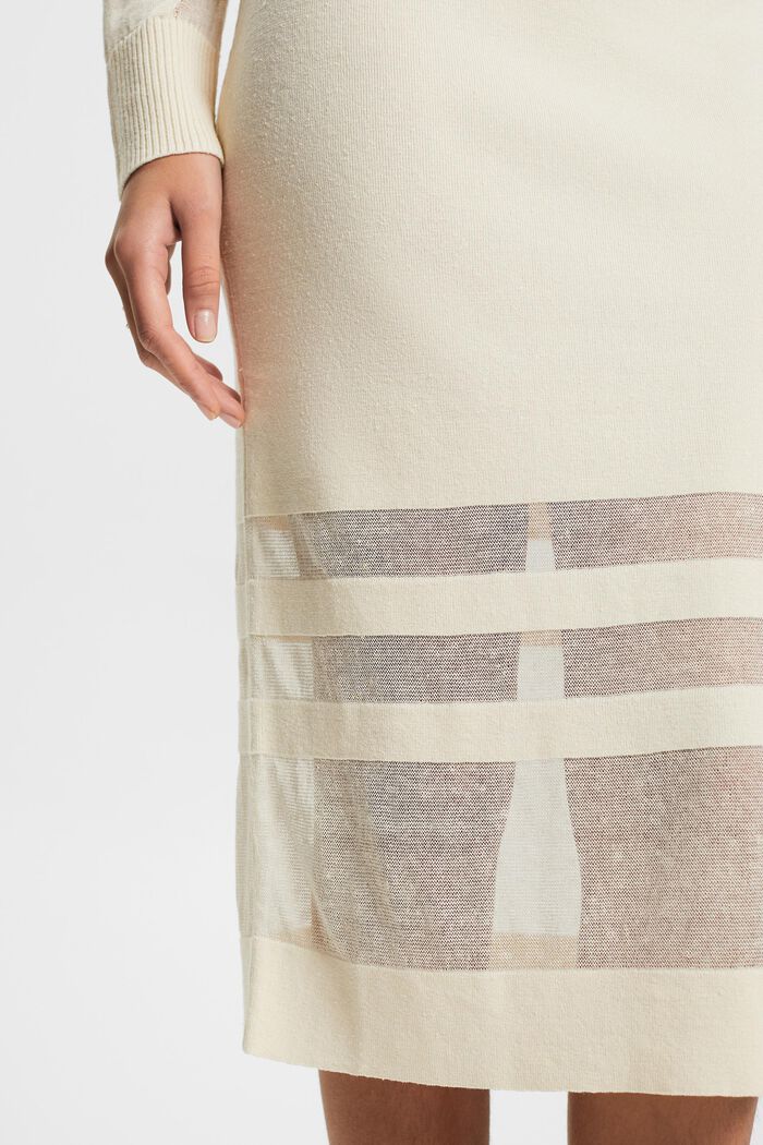 Linen-Blend Midi Skirt, CREAM BEIGE, detail image number 4