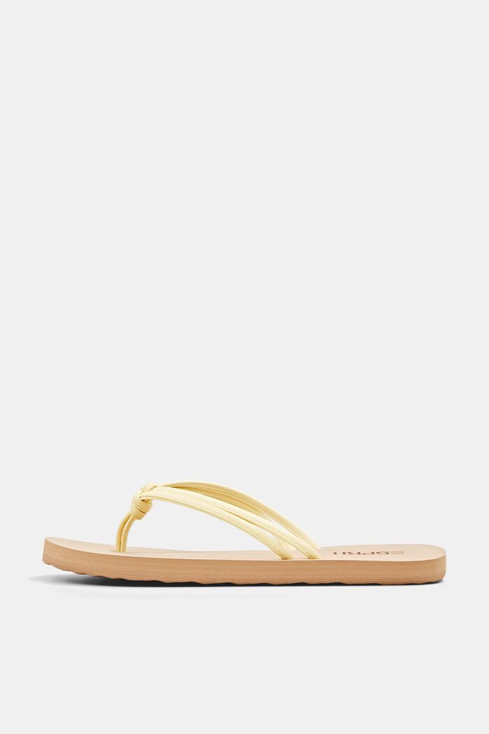 Thong sandals with faux leather straps