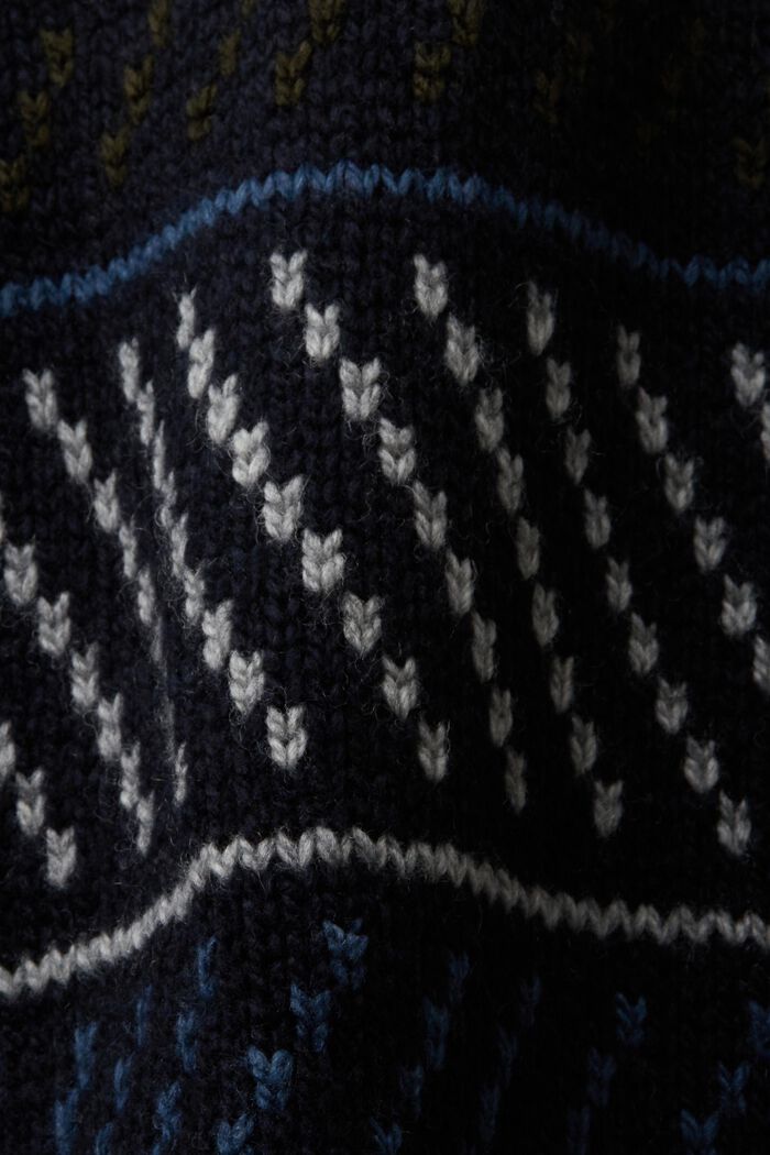 Patterned Wool Blend Sweater, NAVY, detail image number 5