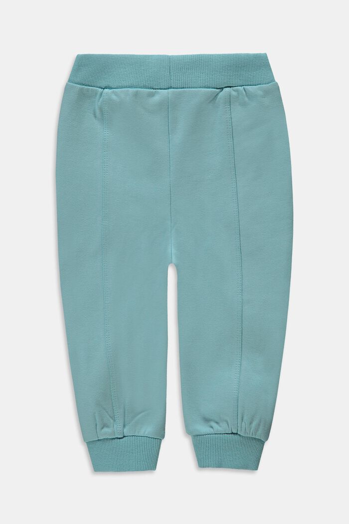 Tracksuit bottoms with decorative stitching, organic cotton, TEAL BLUE, detail image number 1