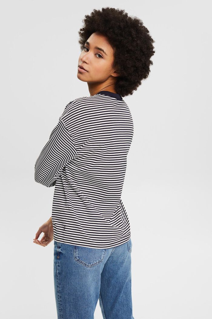 Striped long sleeve top made of organic cotton, NAVY, detail image number 3
