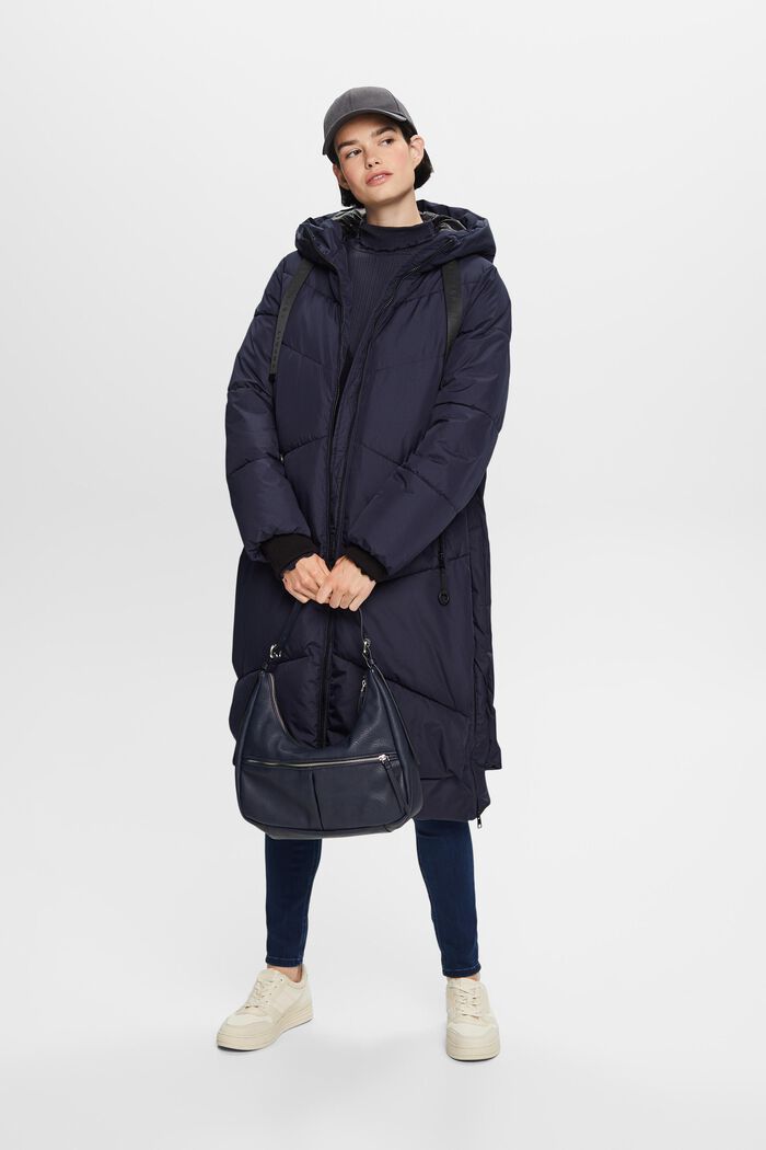 Hooded Quilted Puffer Coat, NAVY, detail image number 1