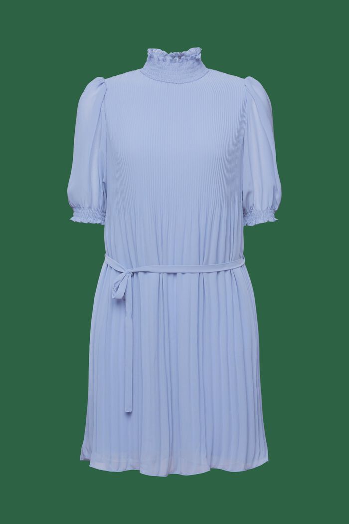 Plissé-Chiffon Mock Neck Mini Dress, BLUE LAVENDER, detail image number 6