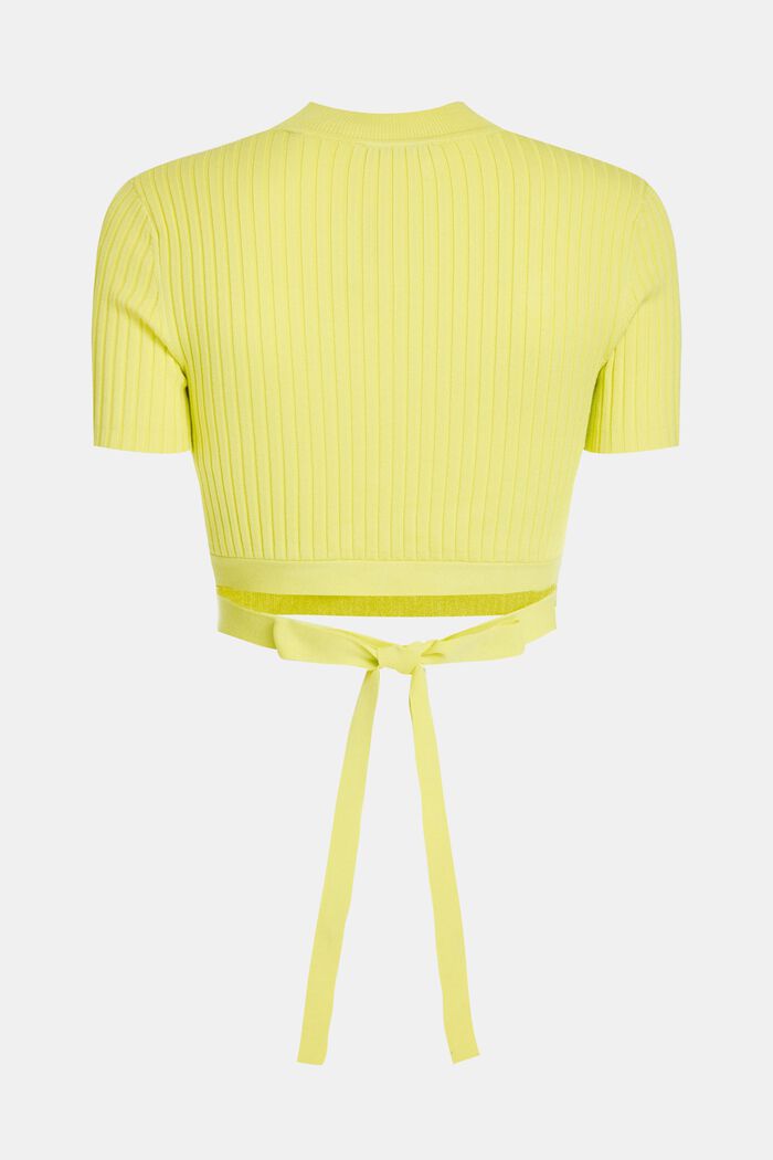 Pretty Pleats Cropped Tie Waist Top, LIGHT YELLOW, detail image number 7