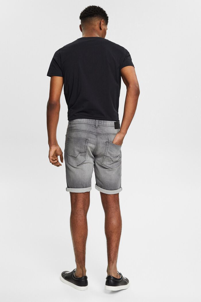 Denim shorts in cotton, GREY LIGHT WASHED, detail image number 3