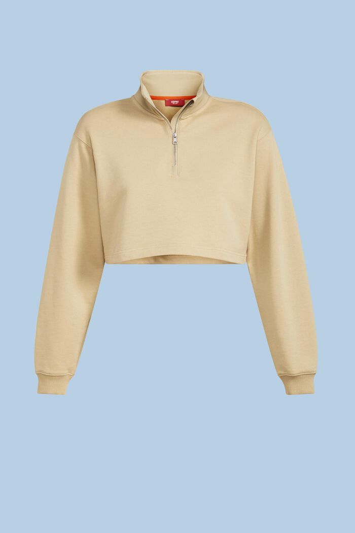 Cropped Organic Cotton Terry Sweatshirt, SAND, detail image number 5