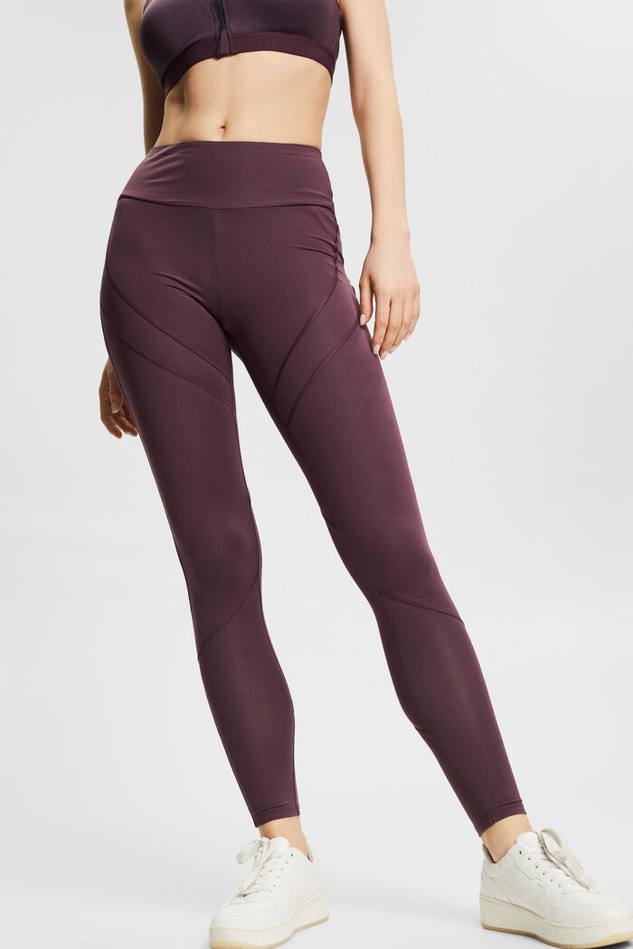 Activewear leggings with edry technology, made of recycled material, AUBERGINE, detail image number 0