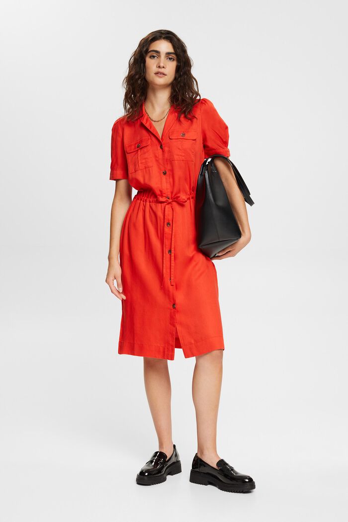 Drawstring dress, TENCEL™, ORANGE RED, detail image number 0