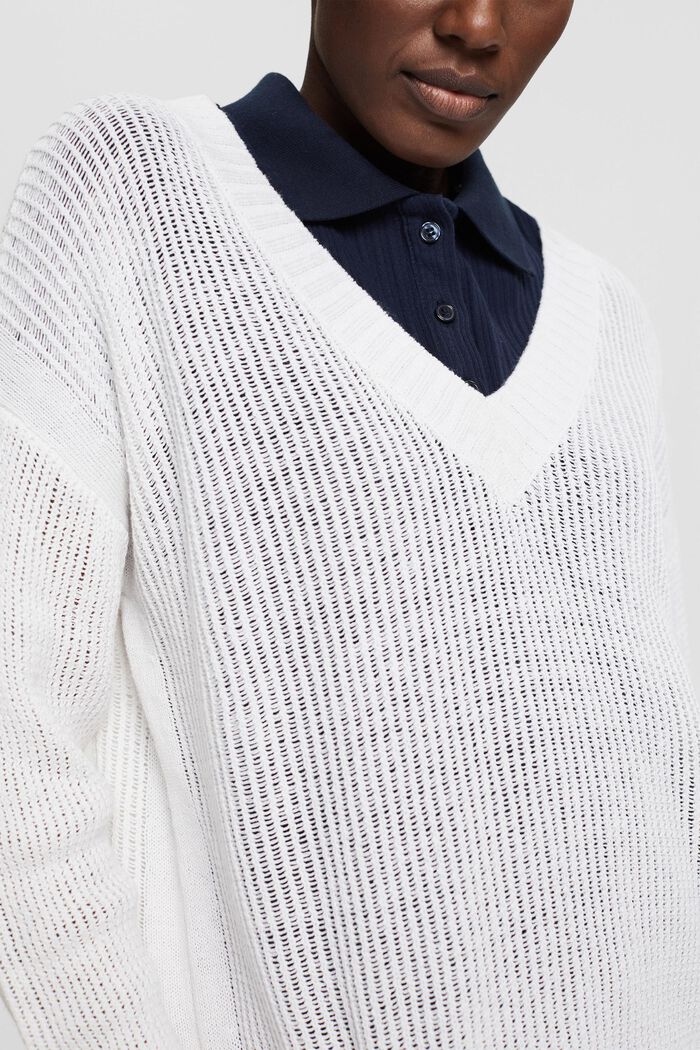 Chunky knit jumper made of blended linen, WHITE, detail image number 2