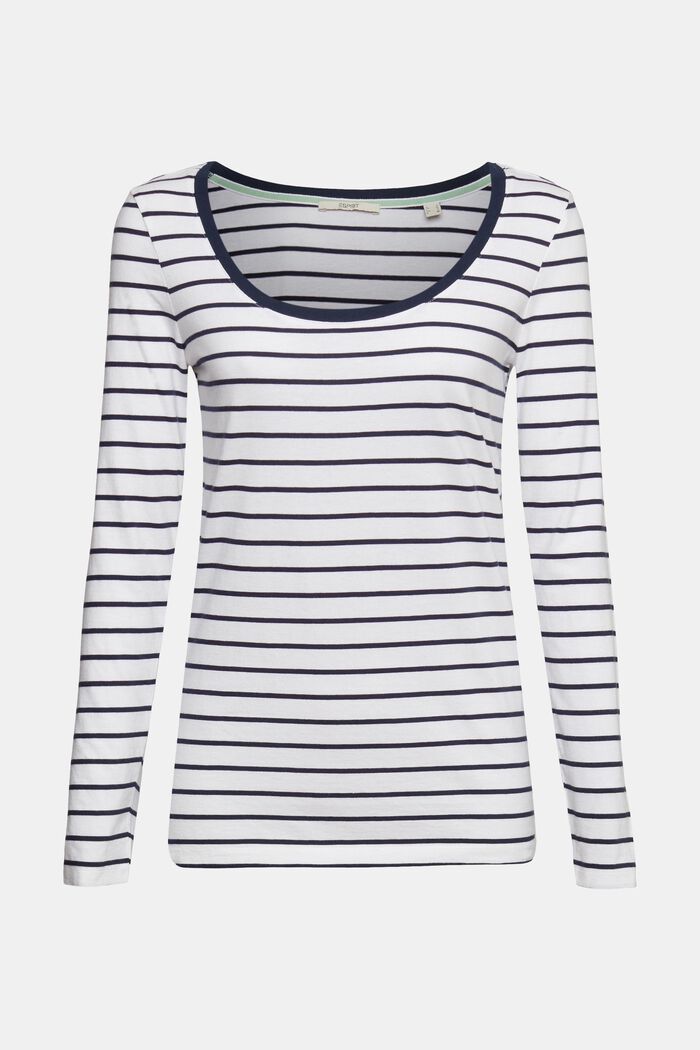 Long sleeve top with a striped pattern, WHITE, detail image number 2