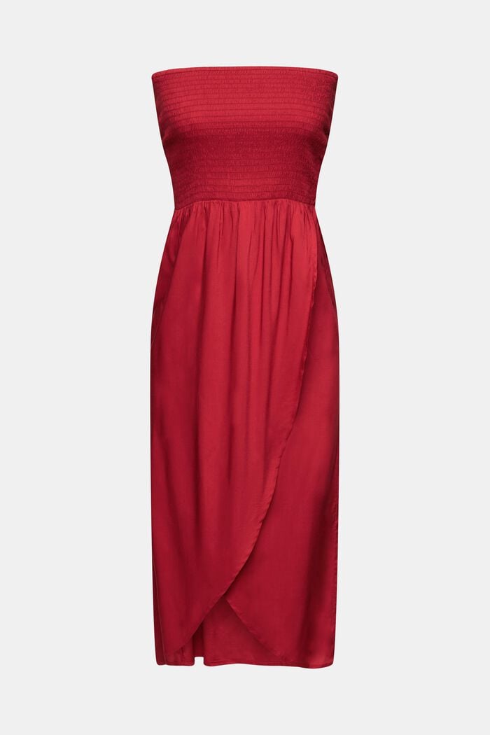 Smocked tube midi-dress, DARK RED, detail image number 4