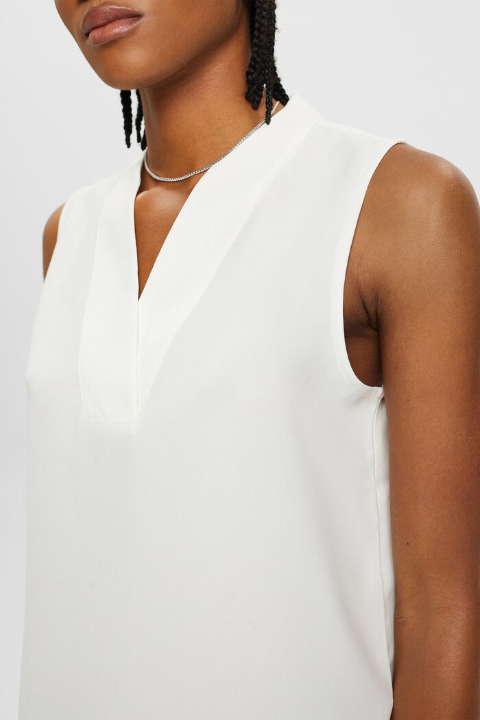 Sleeveless V-neck blouse, OFF WHITE, detail image number 2
