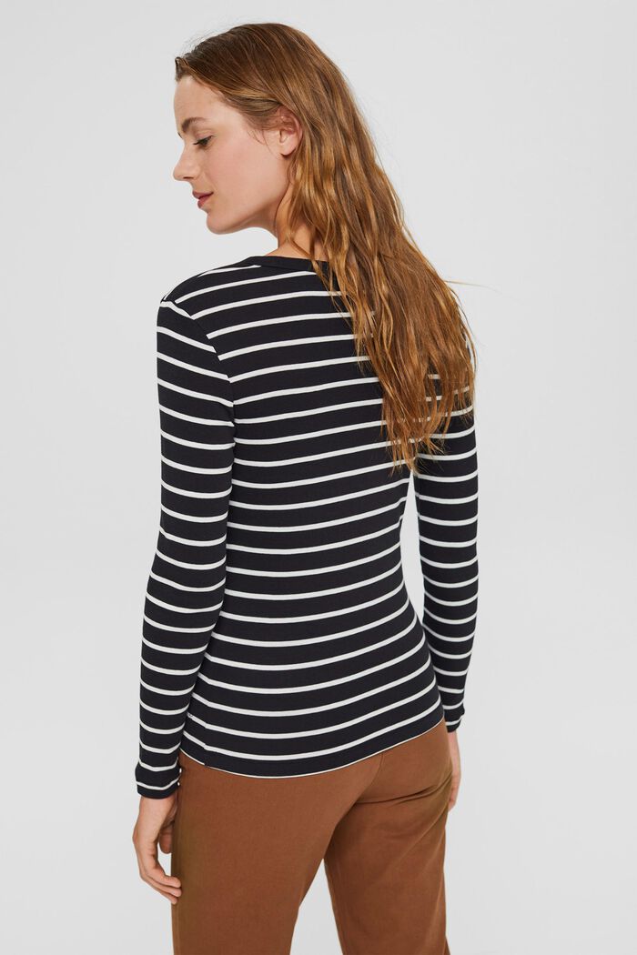 Striped long sleeve top, organic cotton, BLACK, detail image number 3
