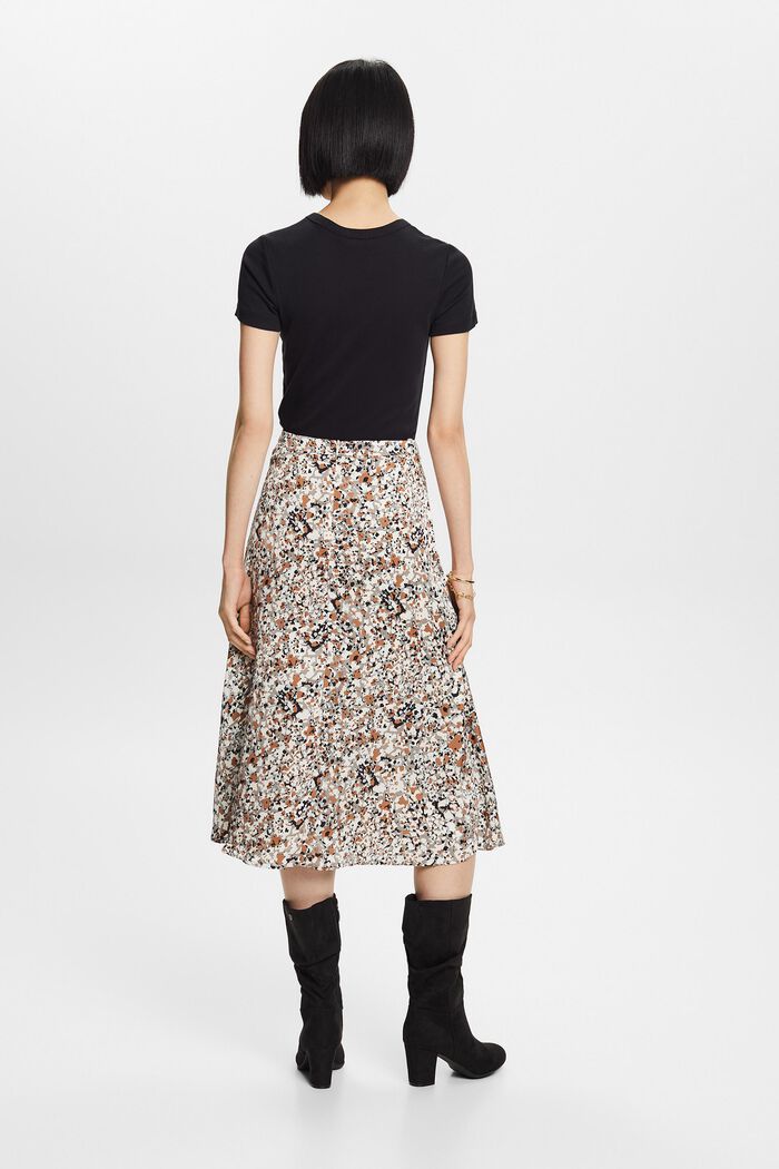 Patterned Satin Midi Skirt, LENZING™ ECOVERO™, BROWN, detail image number 3