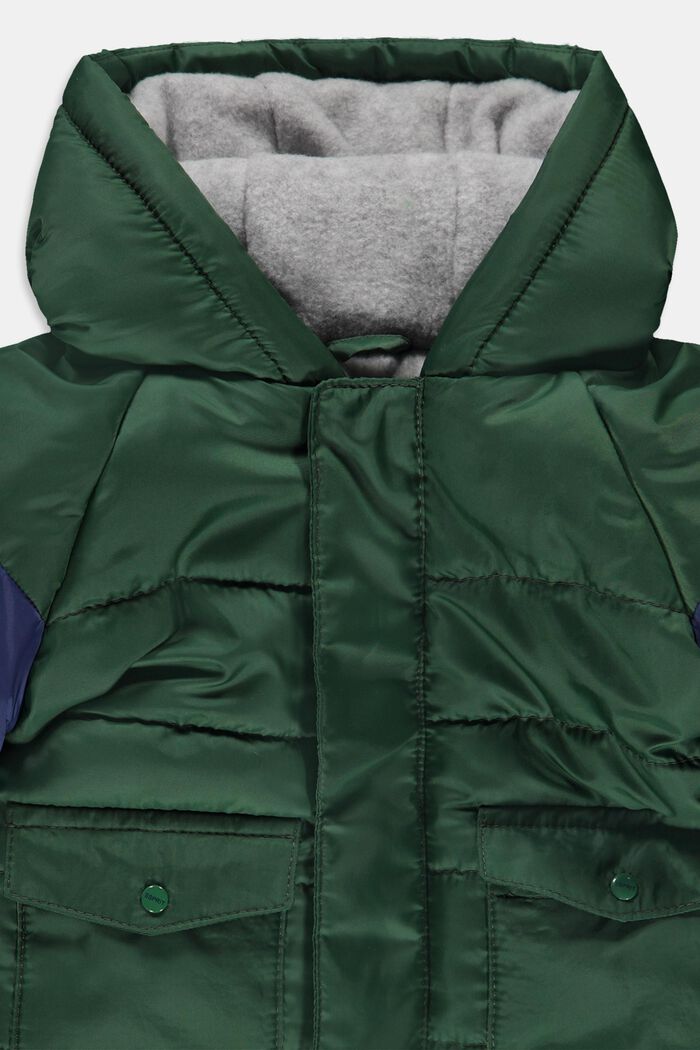 Quilted jacket with fleece lining and a hood, BOTTLE GREEN, detail image number 2