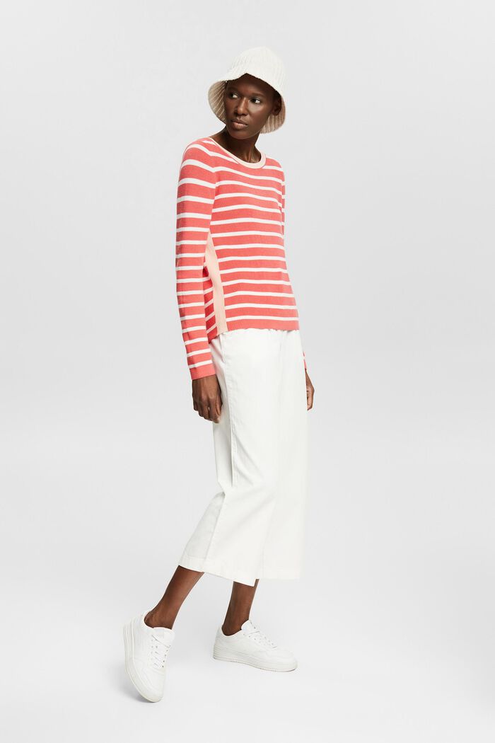 Striped jumper with colour accents, CORAL, detail image number 1