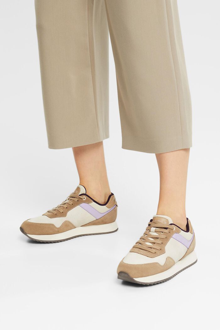 Trainers with leather elements, BEIGE, detail image number 1