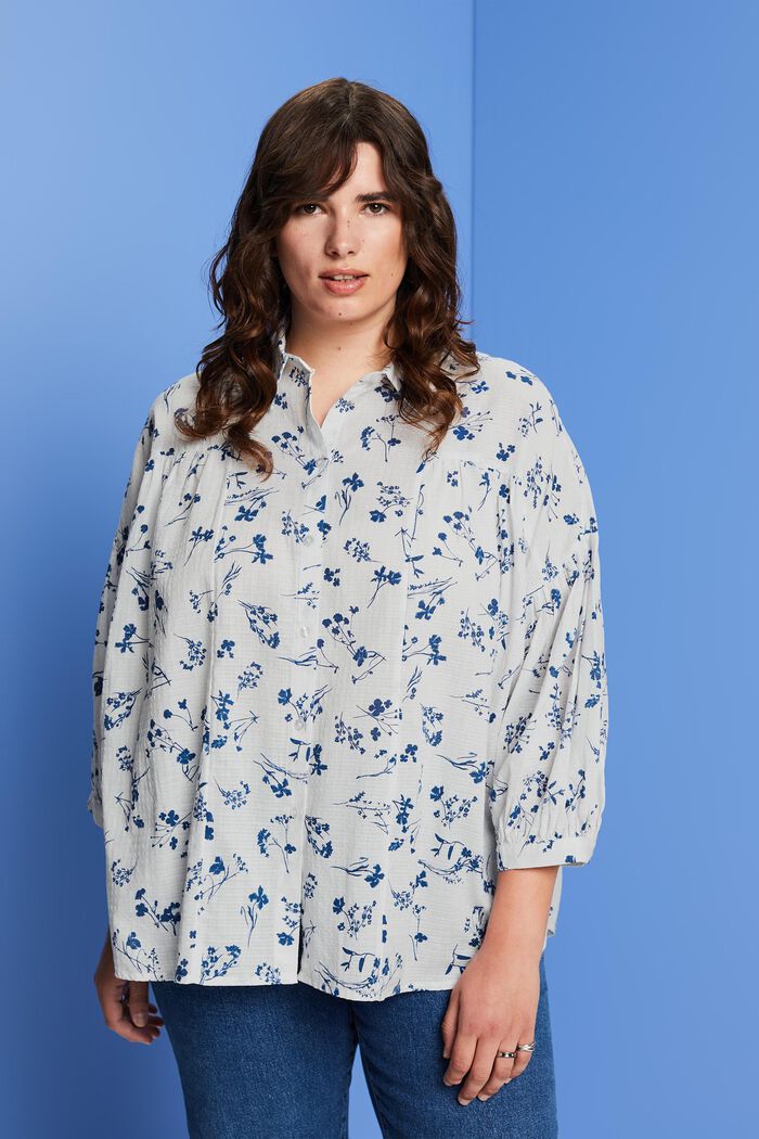 CURVY oversized shirt blouse, 100% cotton, OFF WHITE, detail image number 0