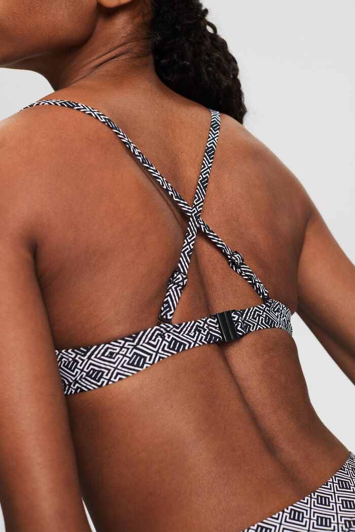 Printed Padded Underwired Bikini Top, BLACK, detail image number 1