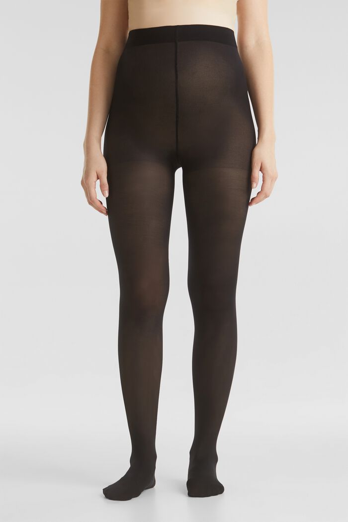 Fine tights with a wide waistband, BLACK, detail image number 1
