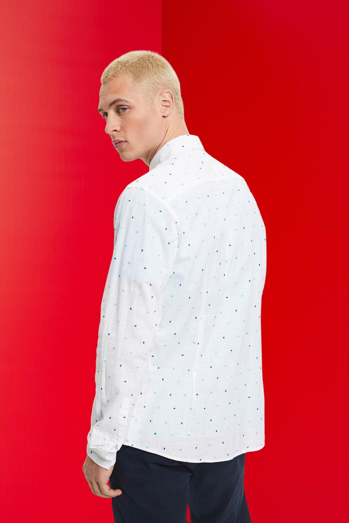 Slub cotton shirt with lunar dot pattern, WHITE, detail image number 3