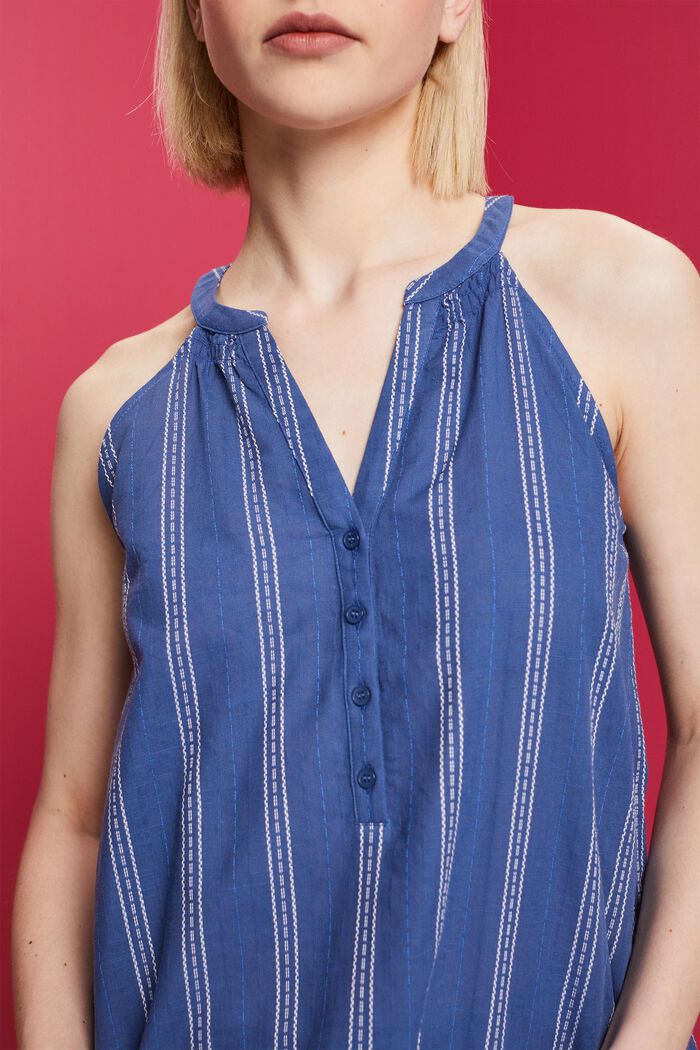 Sleeveless striped blouse, 100% cotton, INK, detail image number 2