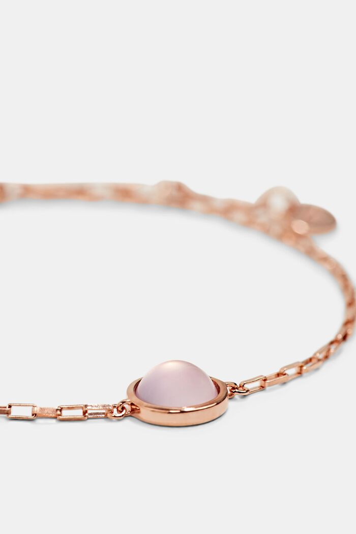 Bracelet with zirconia charm, sterling silver, ROSEGOLD, detail image number 1