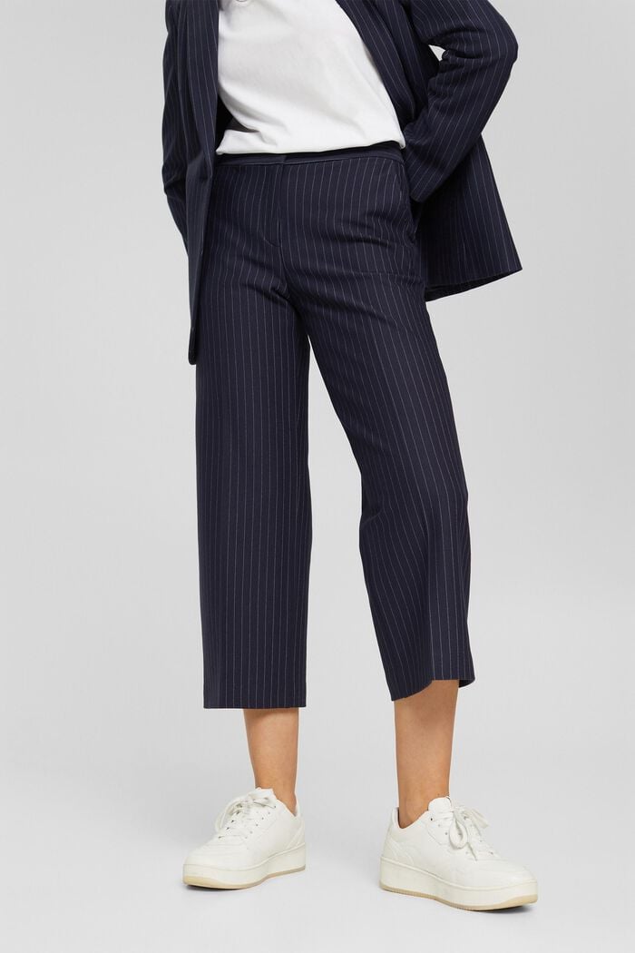 pinstripe trousers, NAVY, detail image number 1