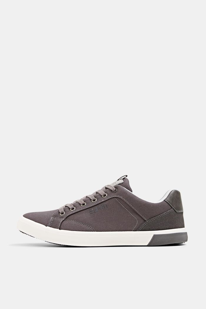 Canvas trainers with lacing, GUNMETAL, overview