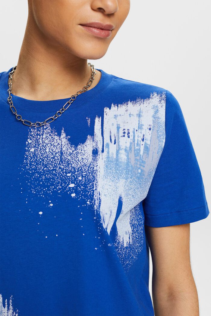 Graphic Print Cotton T-Shirt, BRIGHT BLUE, detail image number 3