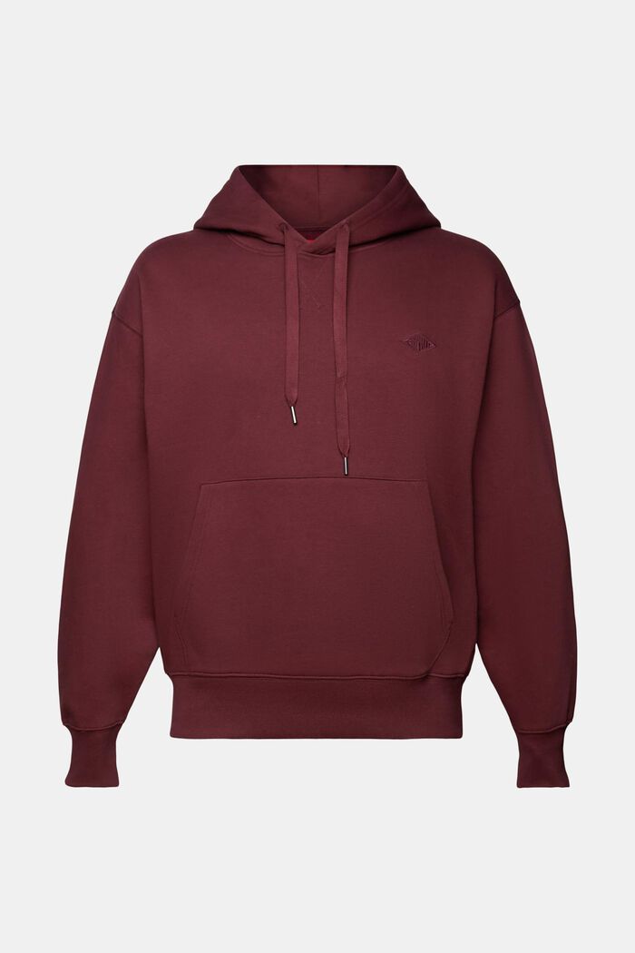 Sweatshirt hoodie with logo stitching, AUBERGINE, detail image number 5