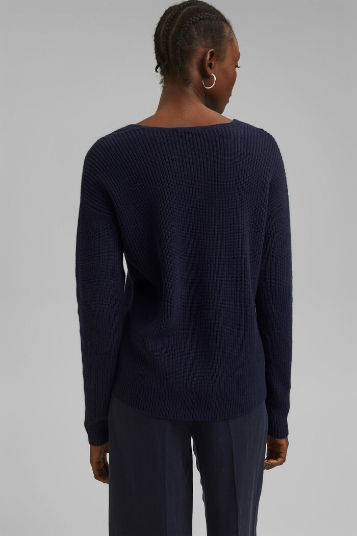 Wool/cashmere blend: jumper made of organic cotton, NAVY, detail image number 3