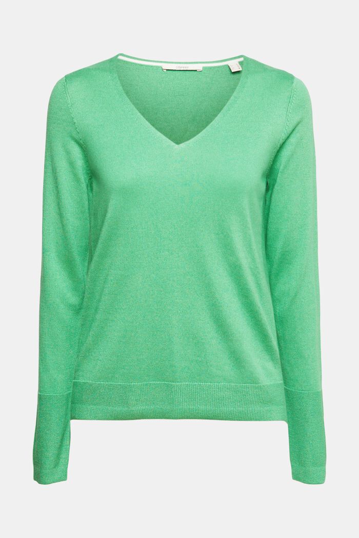 V-neck sweater, GREEN, detail image number 2