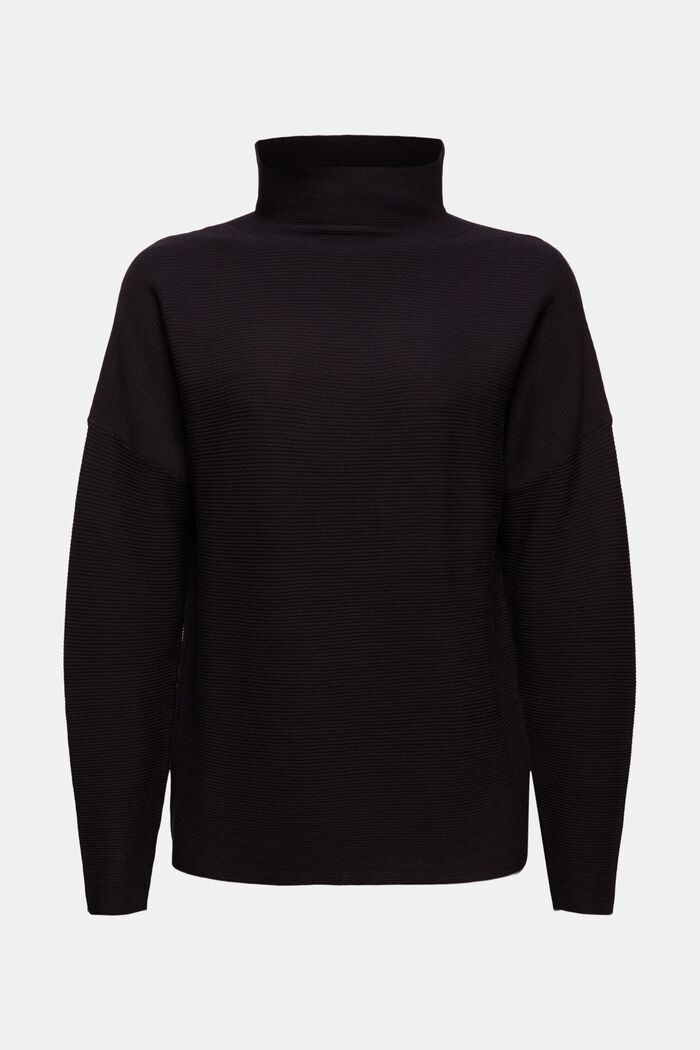 Ribbed jumper with LENZING™ ECOVERO™, BLACK, overview