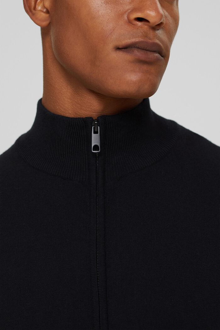 Cashmere blend:  zip cardigan, BLACK, detail image number 2