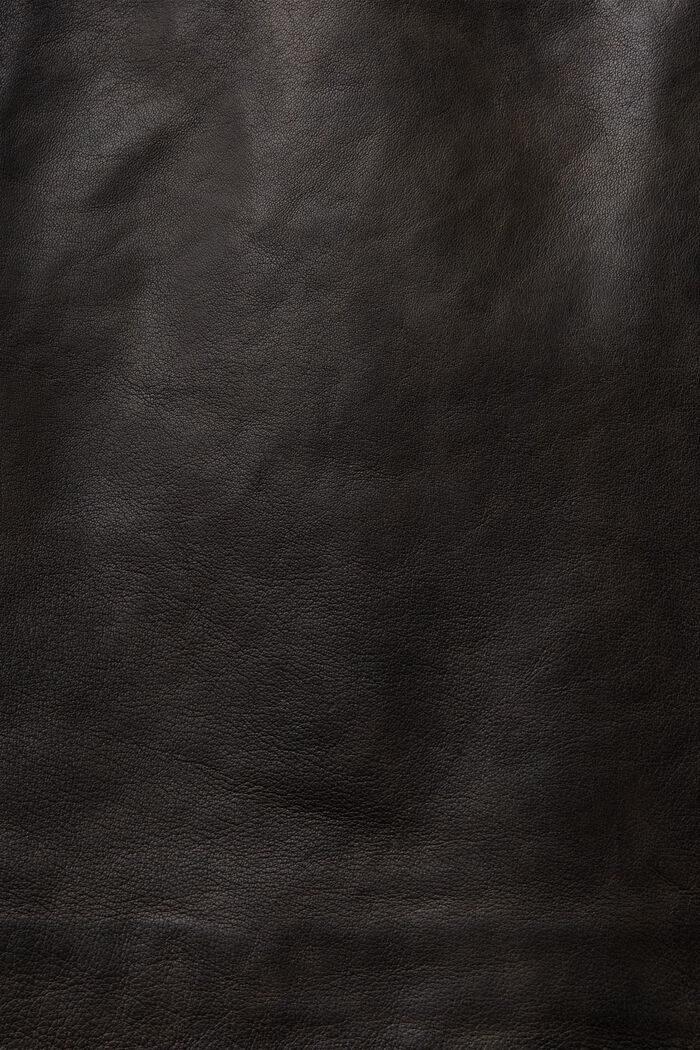 Asymmetric Zip Leather Mini Skirt, BLACK, detail image number 6