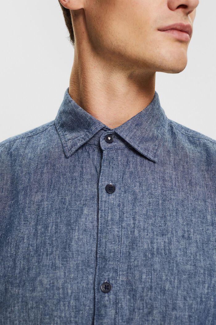 Linen blend: melange shirt, NAVY, detail image number 2