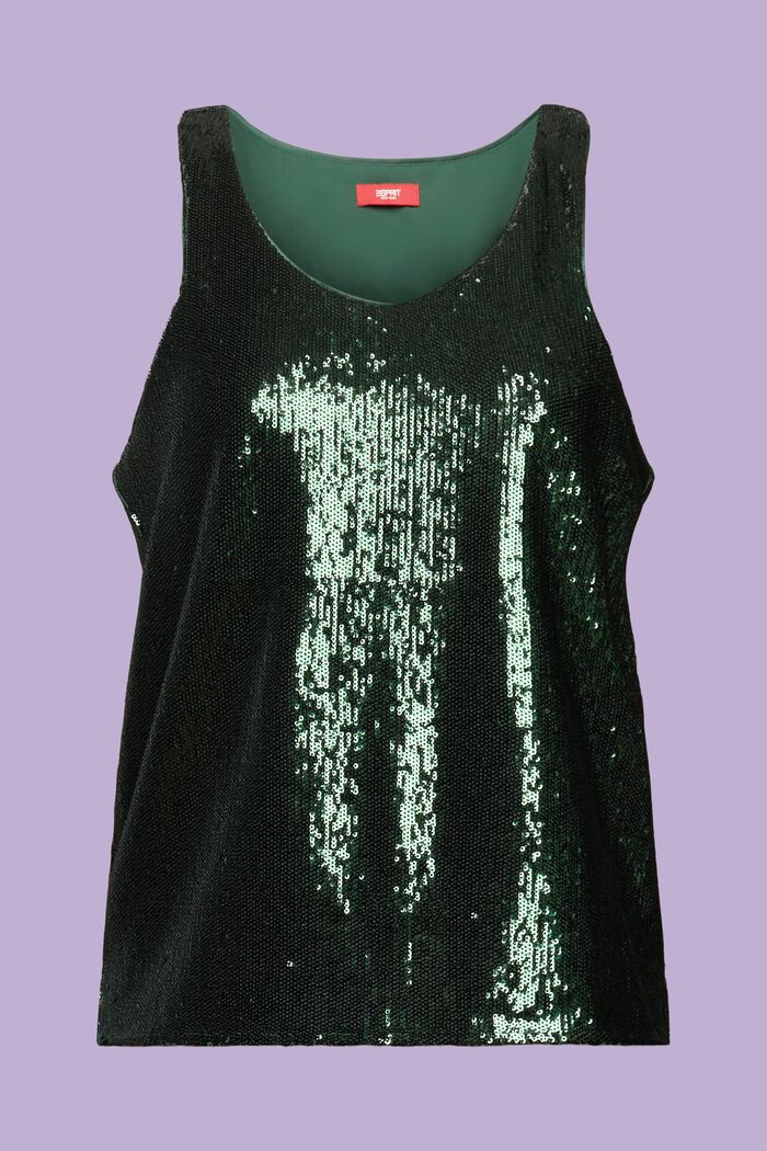 Sequined Tank Top, EMERALD GREEN, detail image number 6