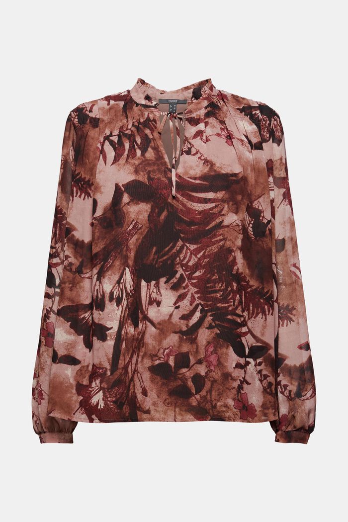 Recycled: chiffon blouse with a floral print, OLD PINK, detail image number 7