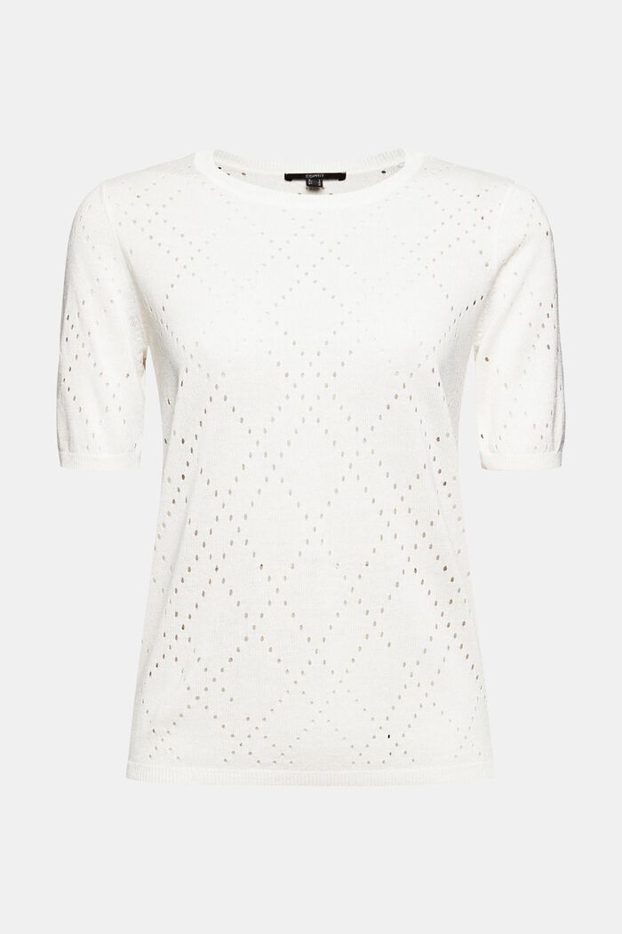 Linen blend: Knitted top with a openwork pattern