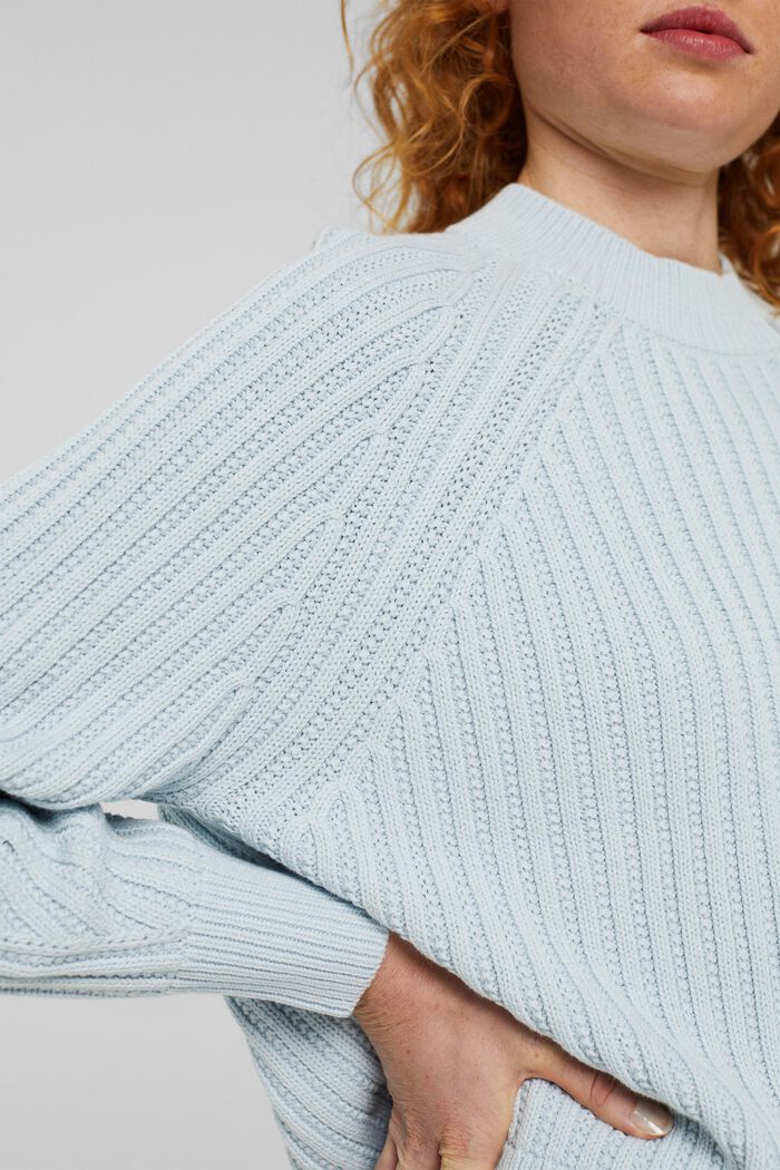 Rib knit jumper in an organic cotton blend, PASTEL BLUE, detail image number 2