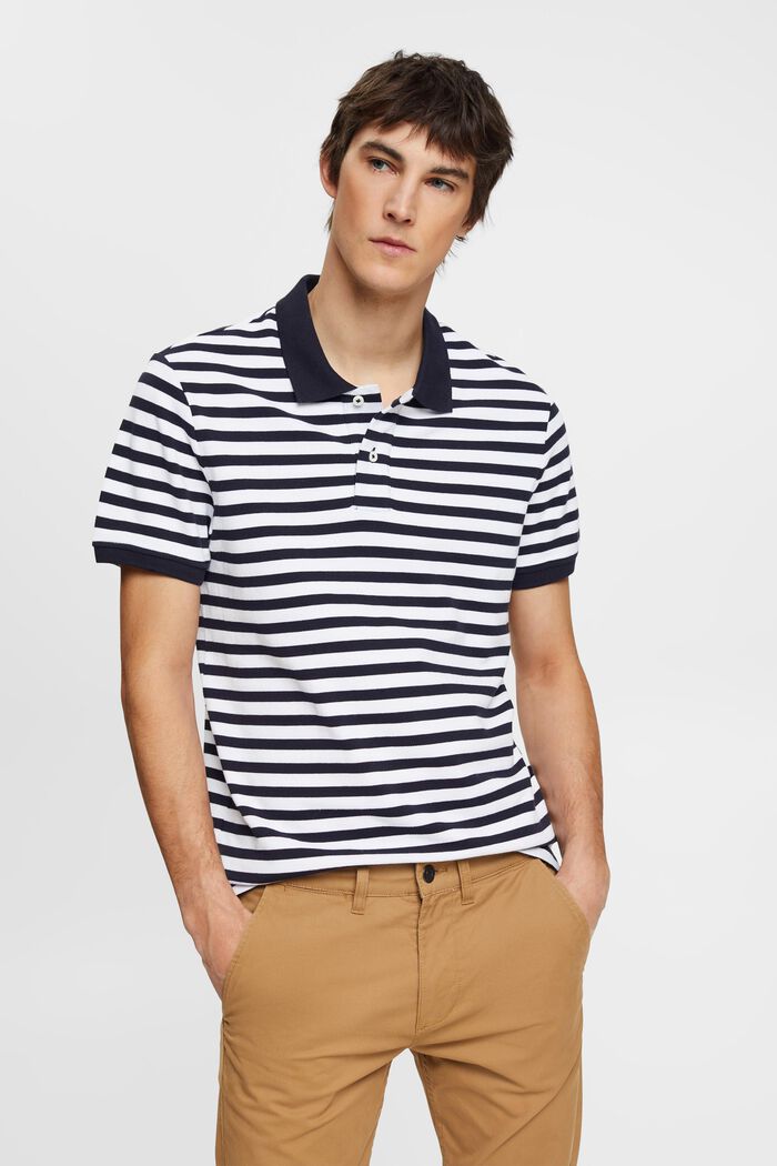 Striped slim fit polo shirt, NAVY, detail image number 0
