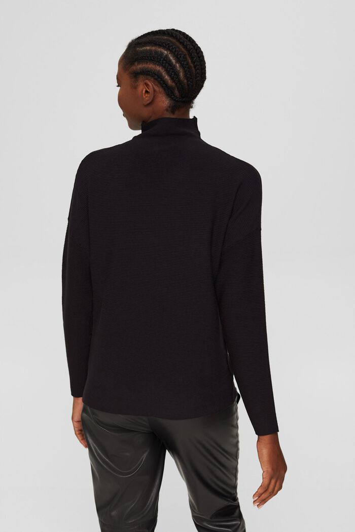 Ribbed jumper with LENZING™ ECOVERO™, BLACK, detail image number 3
