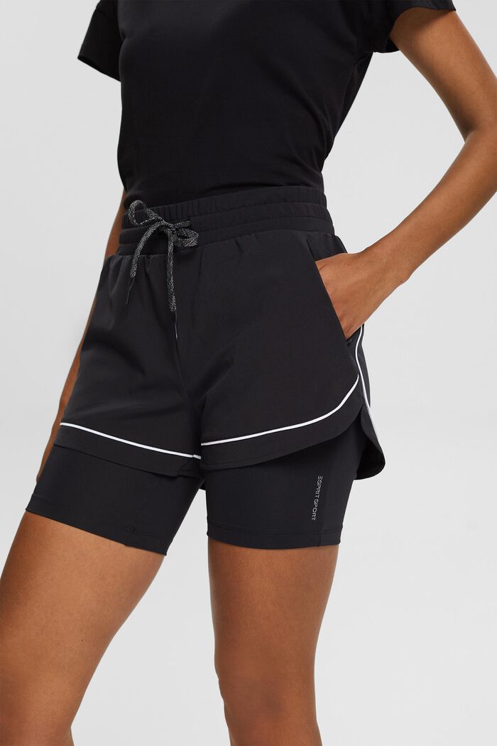 Made of recycled material: Shorts with integral tights, e-dry, BLACK, detail image number 2