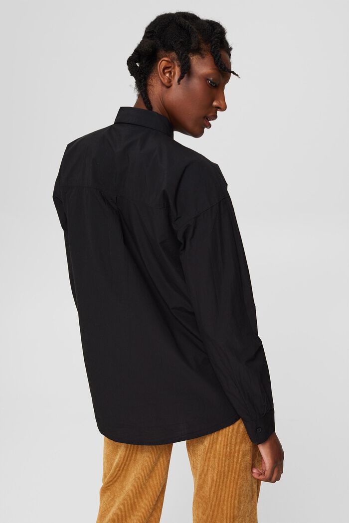 Oversized shirt blouse made of 100% organic cotton, BLACK, detail image number 3