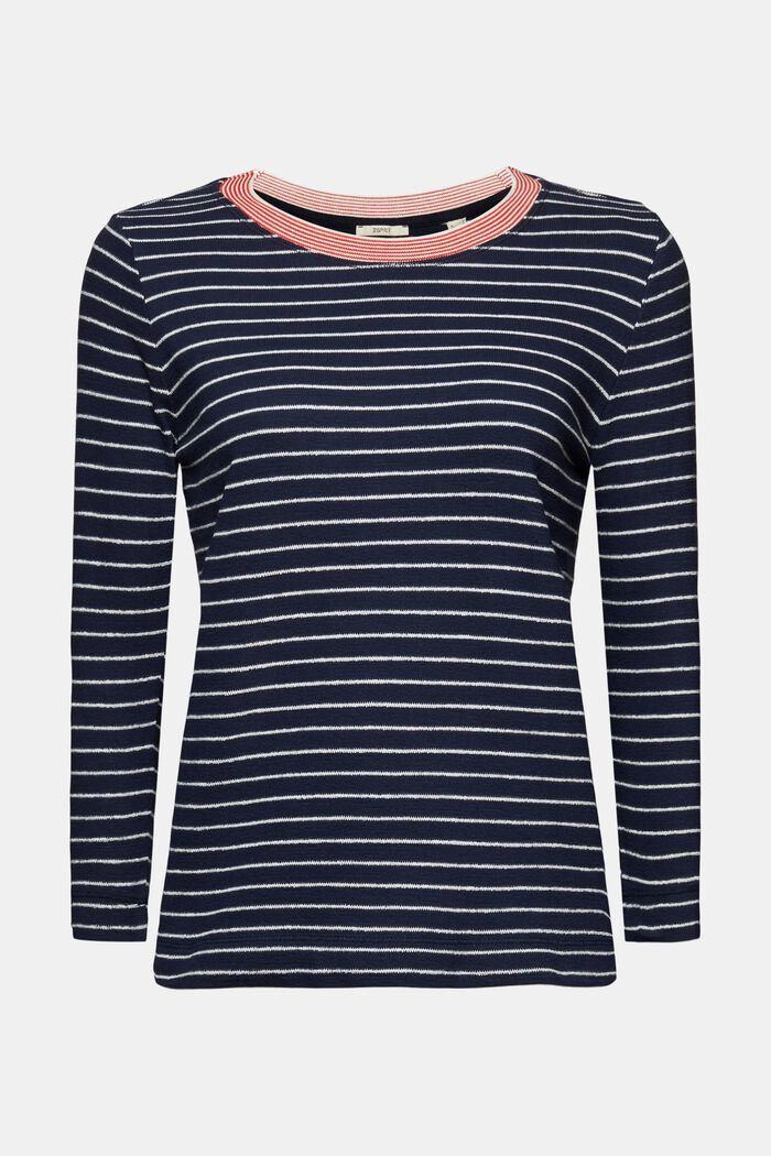 Striped long sleeve top, NAVY, detail image number 6