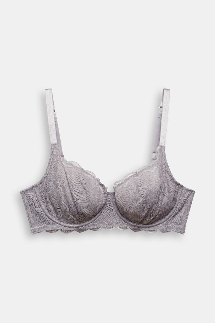 Unpadded underwire bra in lace, made especially for larger cup sizes