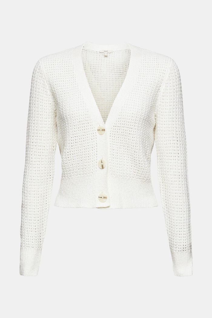 Openwork cardigan, OFF WHITE, detail image number 7