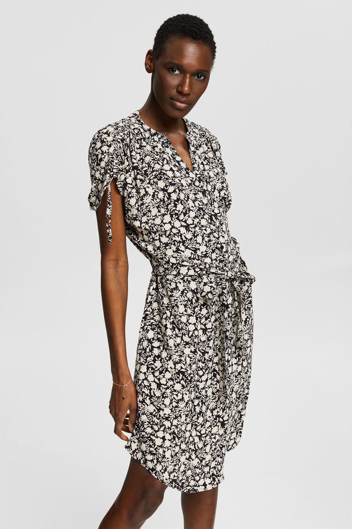 Midi dress with pattern, LENZING™ ECOVERO™, BLACK, overview