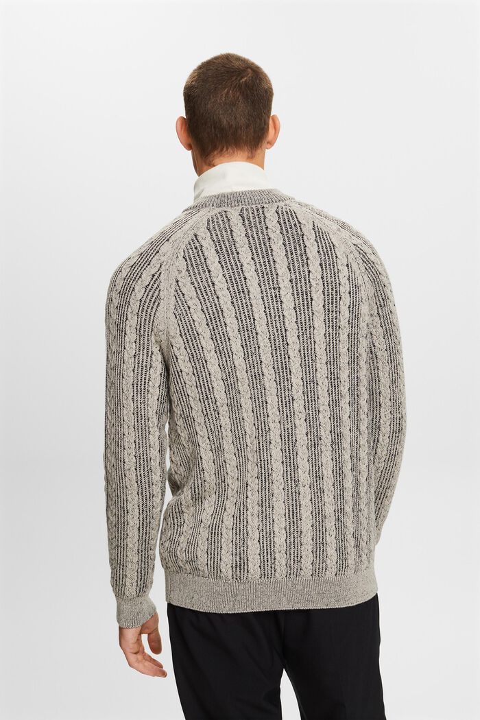 Cable-Knit Zipper Cardigan, BLACK, detail image number 4